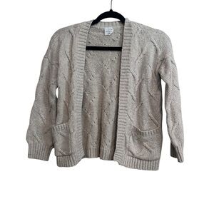Abercrombie Kids Open Front Cardigan Sweater Size 9/10 Tan Brown Cable Knit